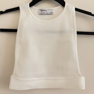Bershka Cream Ribbed Top